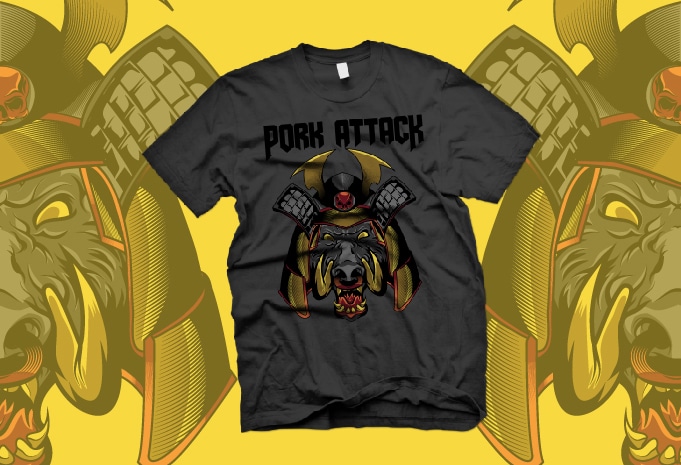 Pork Attack t-shirt designs for merch by amazon