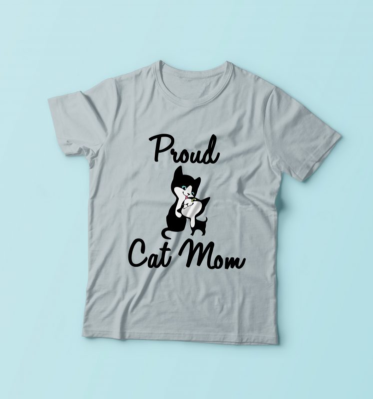 Proud Cat Mom commercial use t-shirt design - Buy t-shirt designs