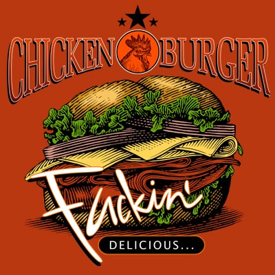Chicken burger t-shirt design for commercial use