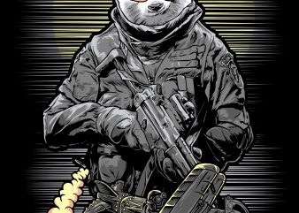 panda soldier t-shirt design