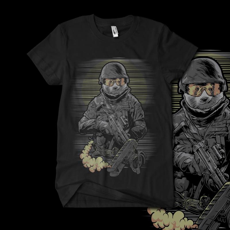 panda soldier t-shirt design vector t shirt design