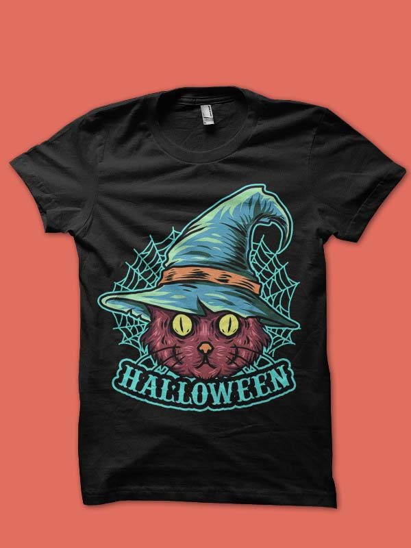 black cat witch tshirt design buy t shirt design