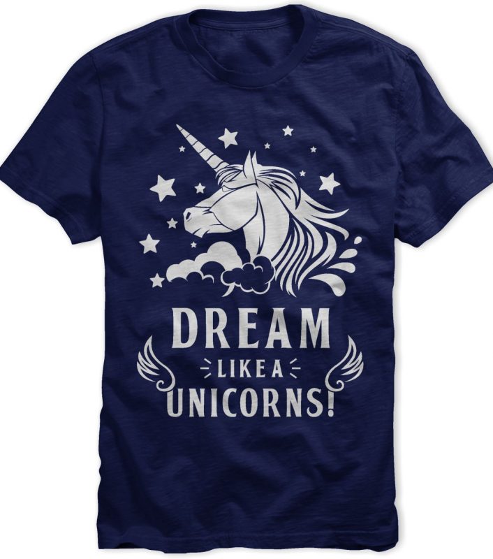 Dream Like Unicorn T-shirt Template t shirt designs for print on demand