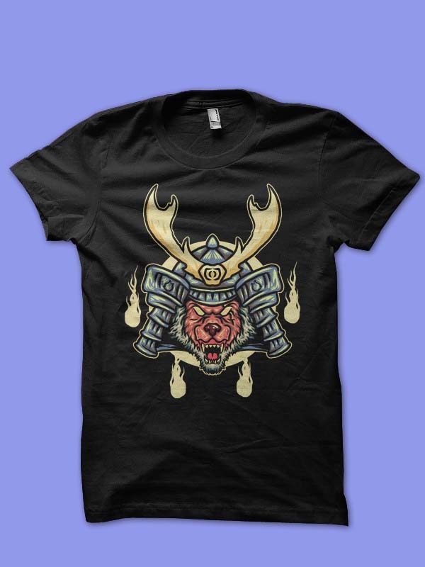 samurai wolf tshirt design tshirt-factory.com