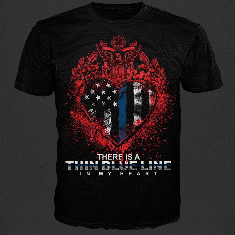 Blue line in my heart tshirt design for merch by amazon
