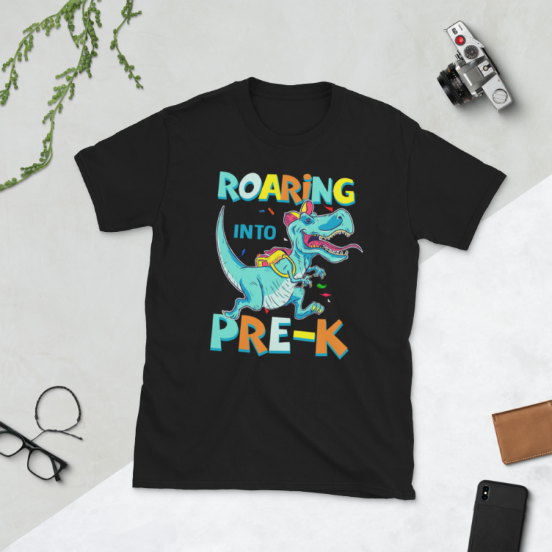 Back to School png file – Dinosaur roaring into pre K t shirt designs for print on demand