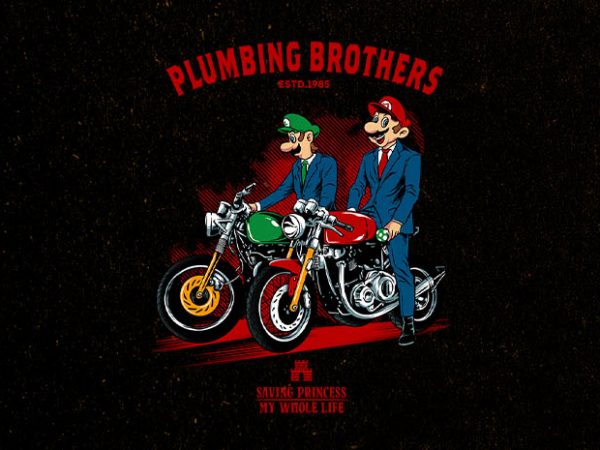 Plumbing brothers graphic t-shirt design