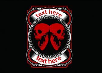 Double Skull in Red vector t-shirt design for commercial use