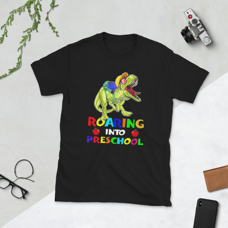 Back to School png file – Dinosaur Roaring into PreSchool t shirt designs for print on demand