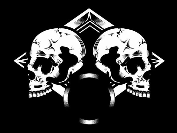 Duo skull tshirt design for sale