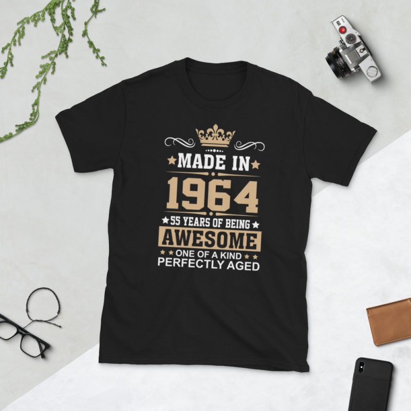 Birthday Tshirt Design – Age Month and Birth Year – 1964 55 Years t-shirt designs for merch by amazon