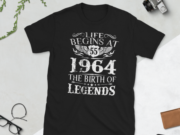 Birthday tshirt design – age month and birth year – 1964 55 years awesome