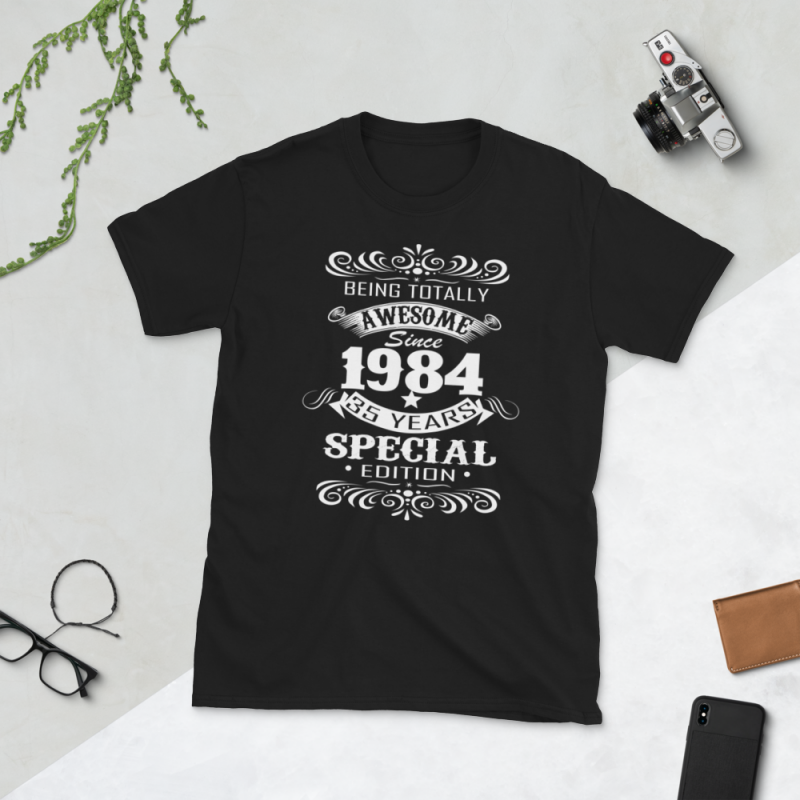 Birthday Tshirt Design – Age Month and Birth Year – August 1984 35 Years Awesome tshirt design for sale