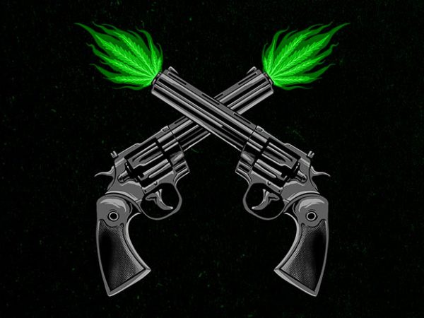 Twin pistols graphic t-shirt design