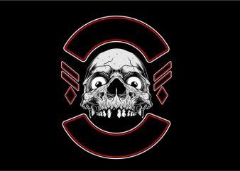 Skull with Label tshirt design vector