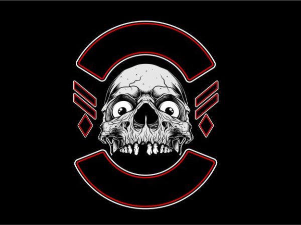 Skull with label tshirt design vector