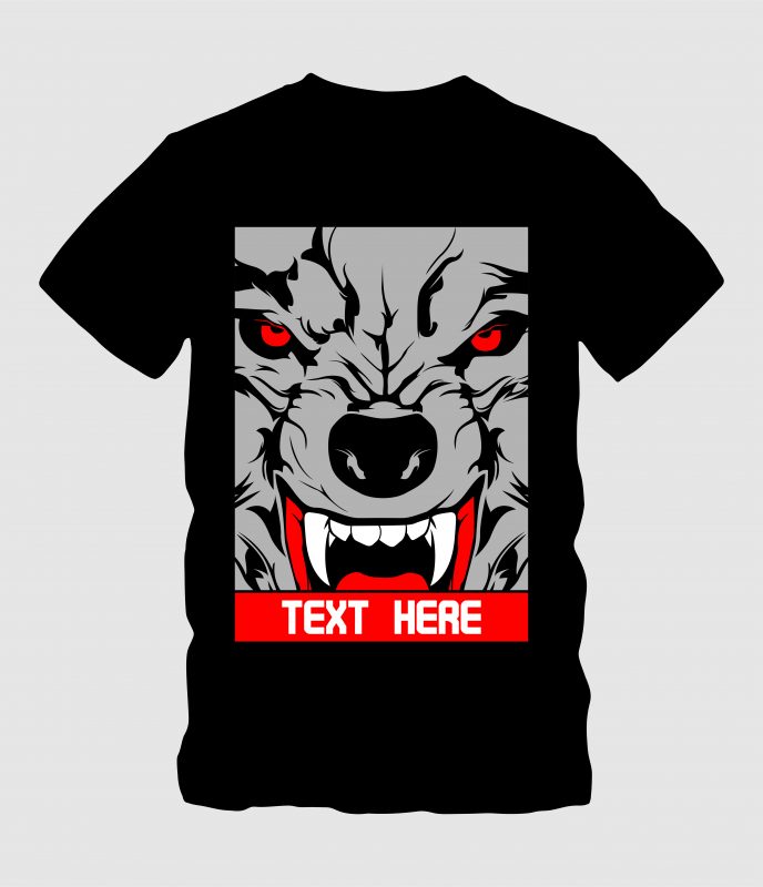Wolf with Frame t-shirt designs for merch by amazon