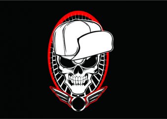 Skull wit Hat Hardcore tshirt design vector