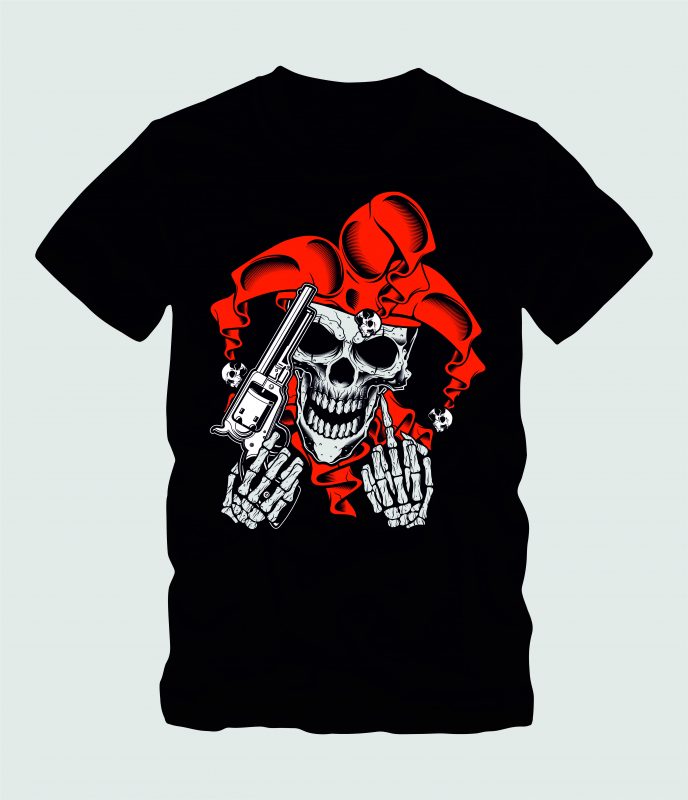 Joker Skull with Gun buy tshirt design