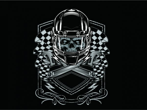 Crazy skull racing buy t shirt design for commercial use