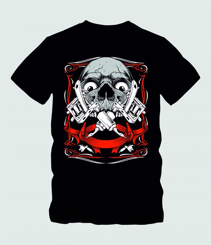 Skull Art Tattoo t shirt designs for merch teespring and printful