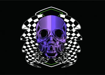 Racing Skull vector t shirt design for download