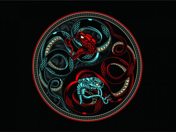 Snake yin & yang vector t shirt design artwork