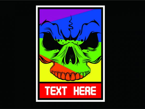 Skull color full vector t-shirt design