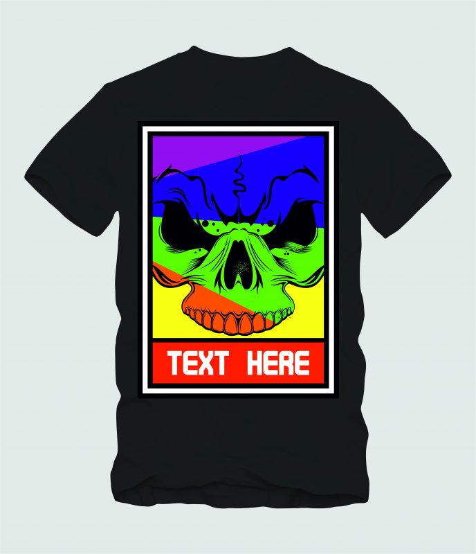 Skull Color Full t shirt designs for sale