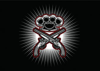 GUN WITH KNUCKLE print ready vector t shirt design