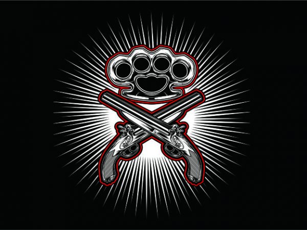 Gun with knuckle print ready vector t shirt design