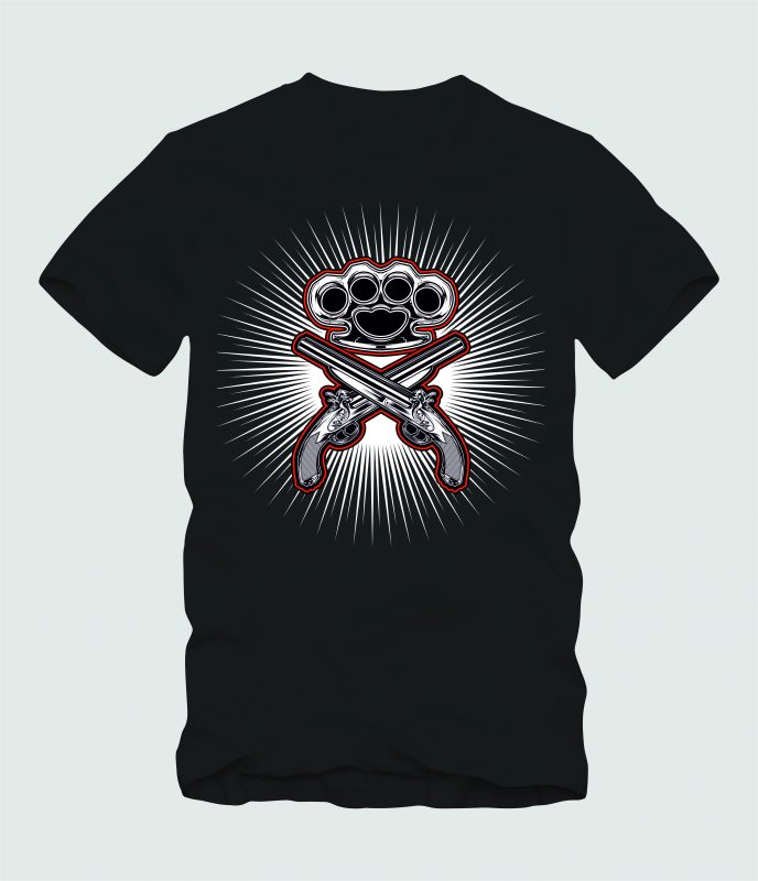 GUN WITH KNUCKLE t shirt designs for sale