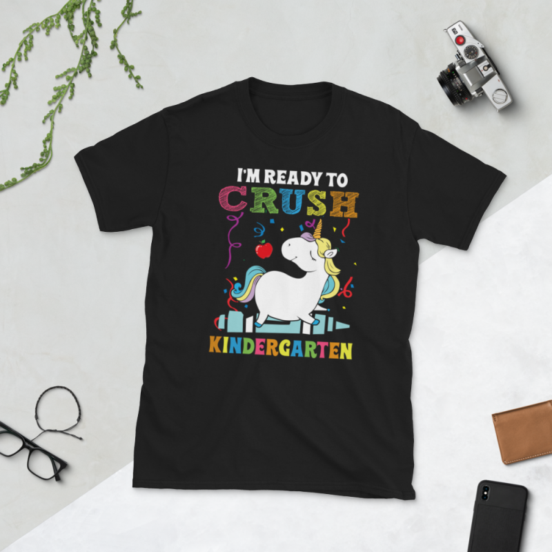 Back to School png file- Unicorn I am ready to crush kindergarten tshirt designs for merch by amazon