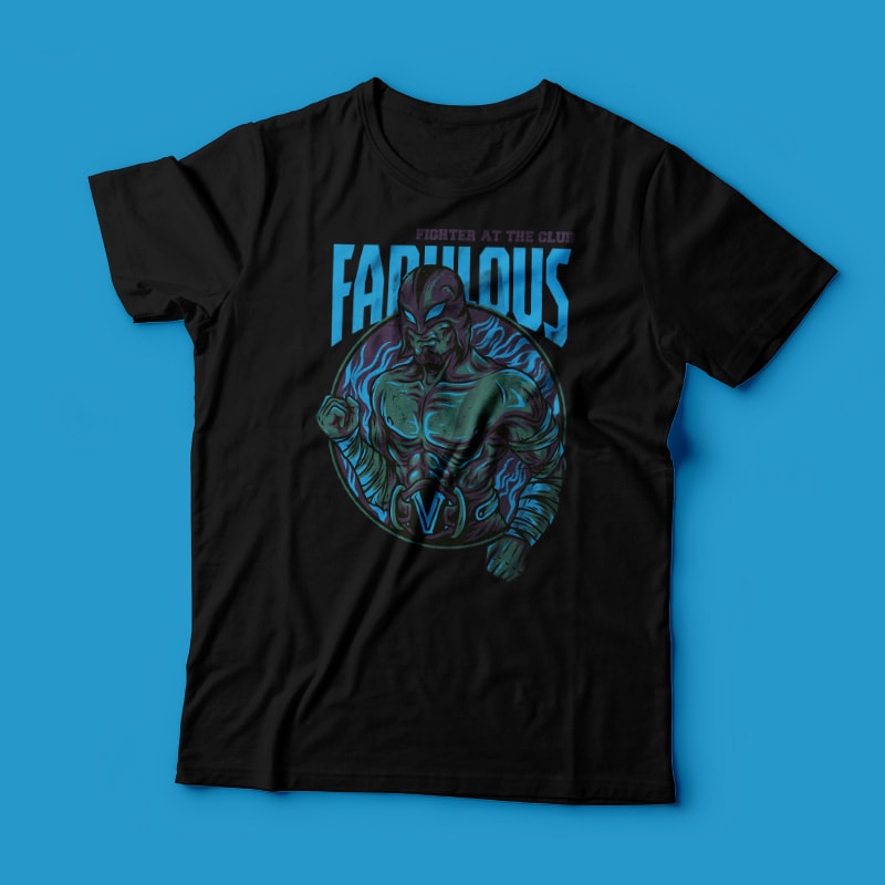 Fabulous Fighter T-Shirt Design t shirt designs for printful