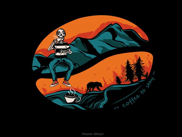 Forest coffee print ready vector t shirt design