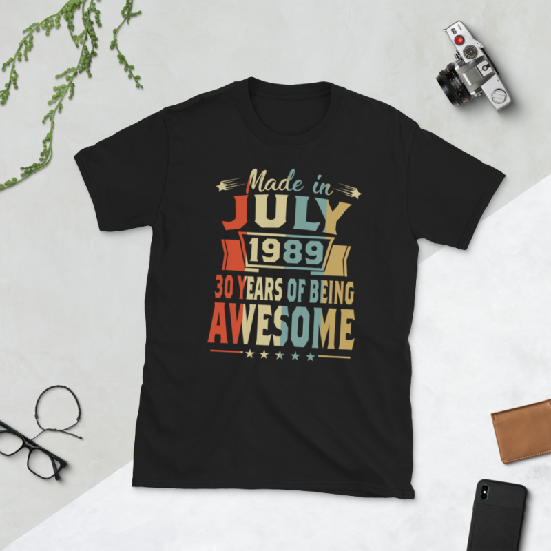 Birthday Tshirt Design – Age Month and Birth Year – July 1989 30 Years tshirt designs for merch by amazon