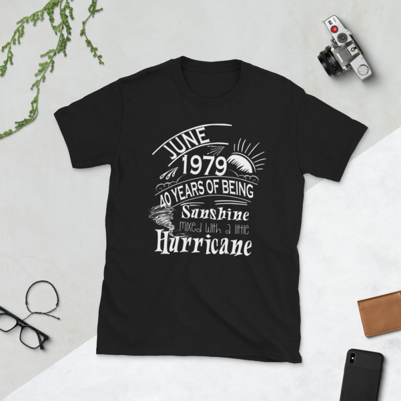 Birthday Tshirt Design – Age Month and Birth Year – June 1979 40 Years Awesome t shirt designs for merch teespring and printful