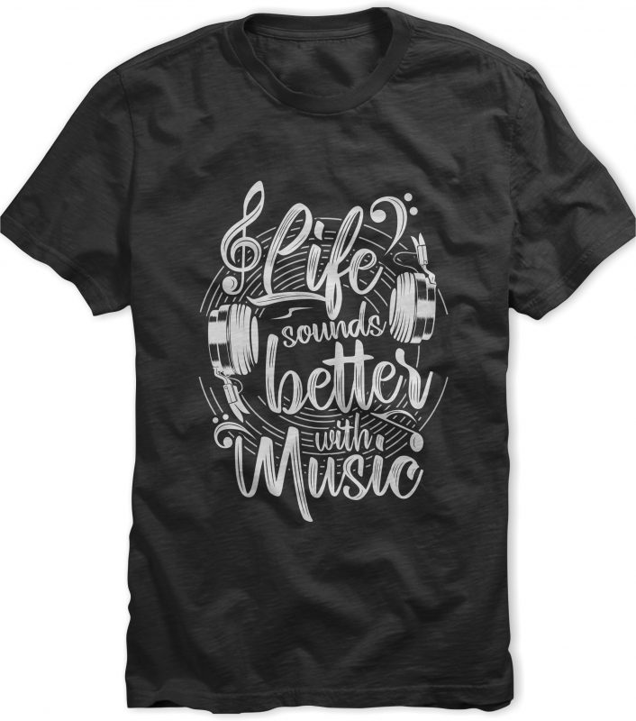 Life better with music tshirt design template vector t shirt design