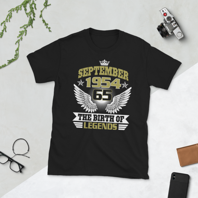 Birthday Tshirt Design – Age Month and Birth Year – August 1954 65 Years Awesome t shirt designs for teespring