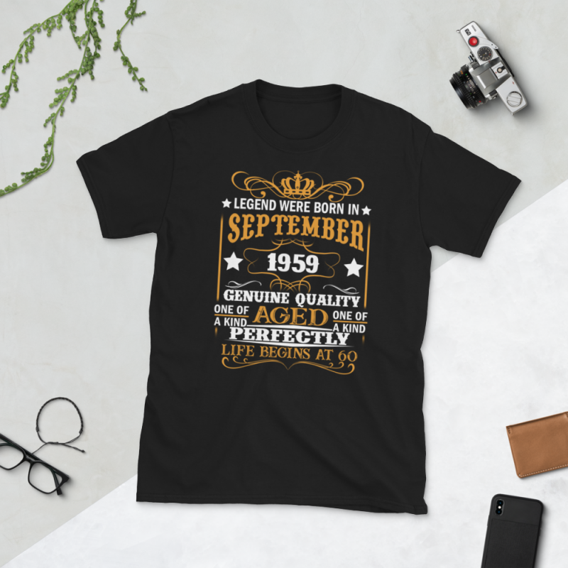Birthday Tshirt Design – Age Month and Birth Year – September 1959 60 Years Awesome t shirt designs for teespring