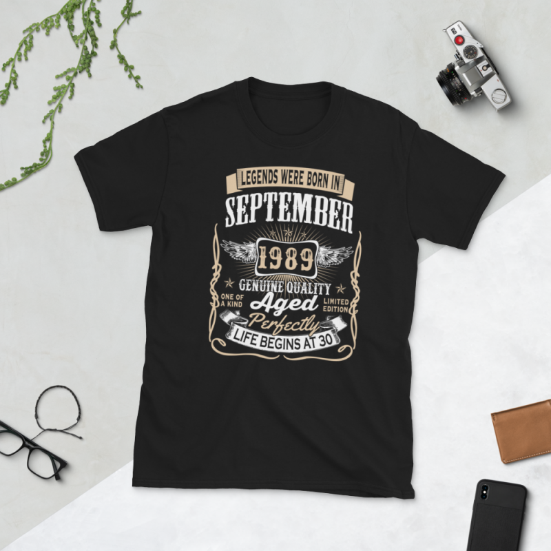 Birthday Tshirt Design – Age Month and Birth Year – September 1989 30 Years Legends tshirt factory
