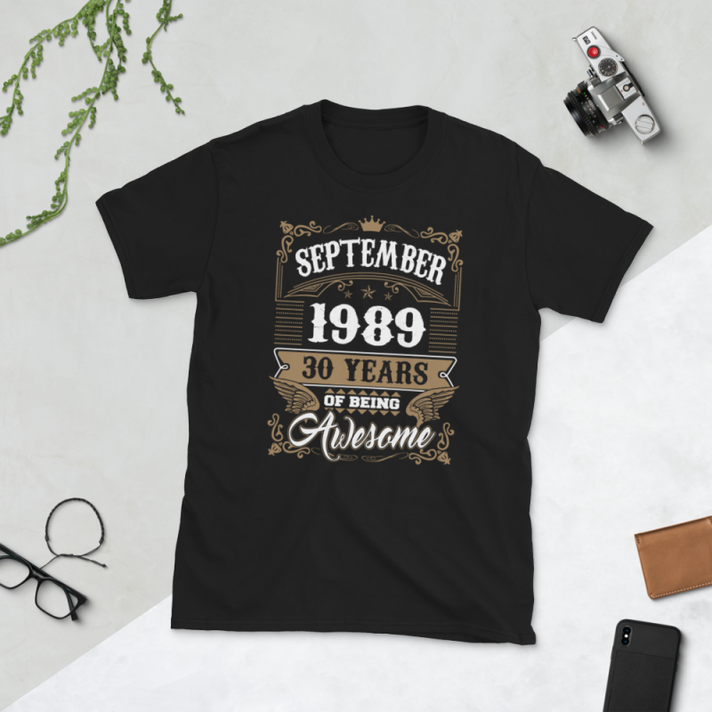 Birthday Tshirt Design – Age Month and Birth Year – September 1989 30 Years Awesome tshirt designs for merch by amazon