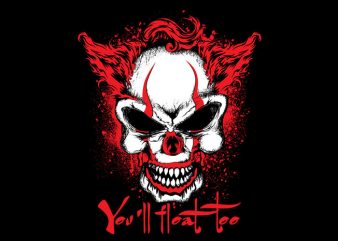 Skull Clown vector t shirt design for download
