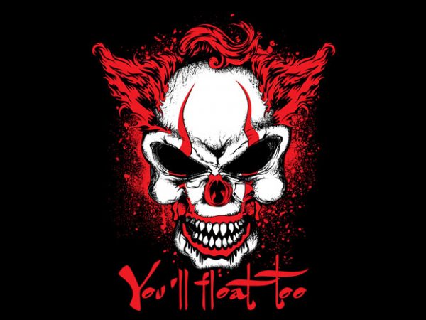 Skull clown vector t shirt design for download