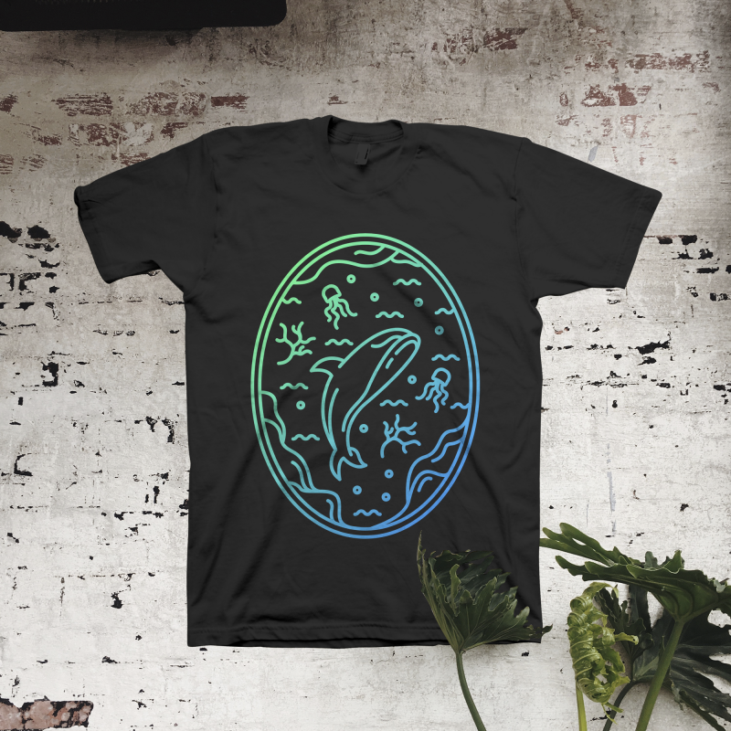 Underwater Lines tshirt designs for merch by amazon