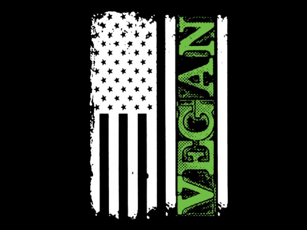 Usa flag vegan t shirt design for sale