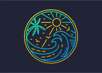 Waves in Summer vector t-shirt design template