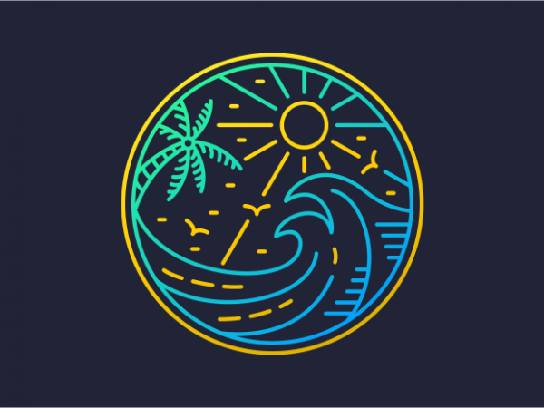 Waves in summer vector t-shirt design template