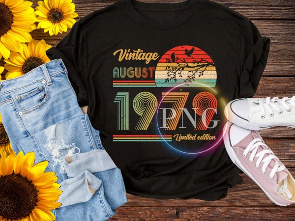 Vintage August 1979 – Autumn Birthday Retro style t shirt vector art Vintage August 1979 – Autumn Birthday Retro style t shirt vector art