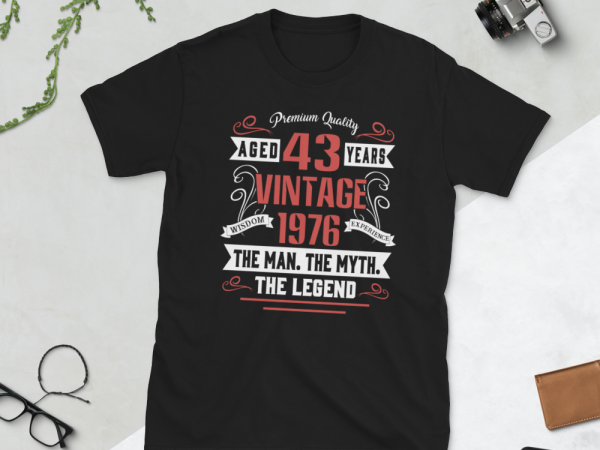 Birthday tshirt design – age month and birth year -1976 43 years awesome
